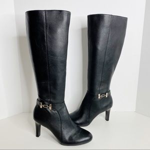 Bandolino Lamari Leather High Heeled Black Boots 8